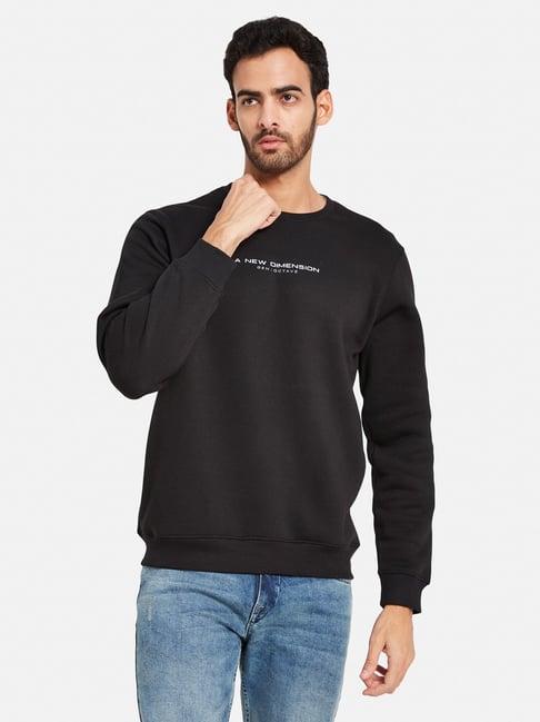 octave black regular fit printed sweatshirt