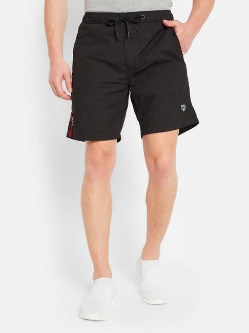 octave black regular fit sports shorts