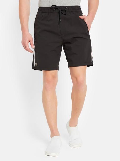 octave black regular fit sports shorts