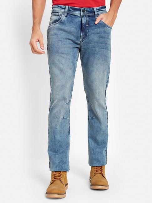 octave blue cotton regular fit distressed jeans