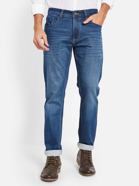 octave blue cotton regular fit jeans