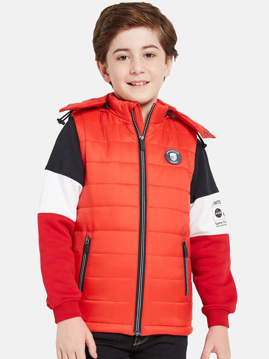 octave boys colourblocked hooded padded jacket