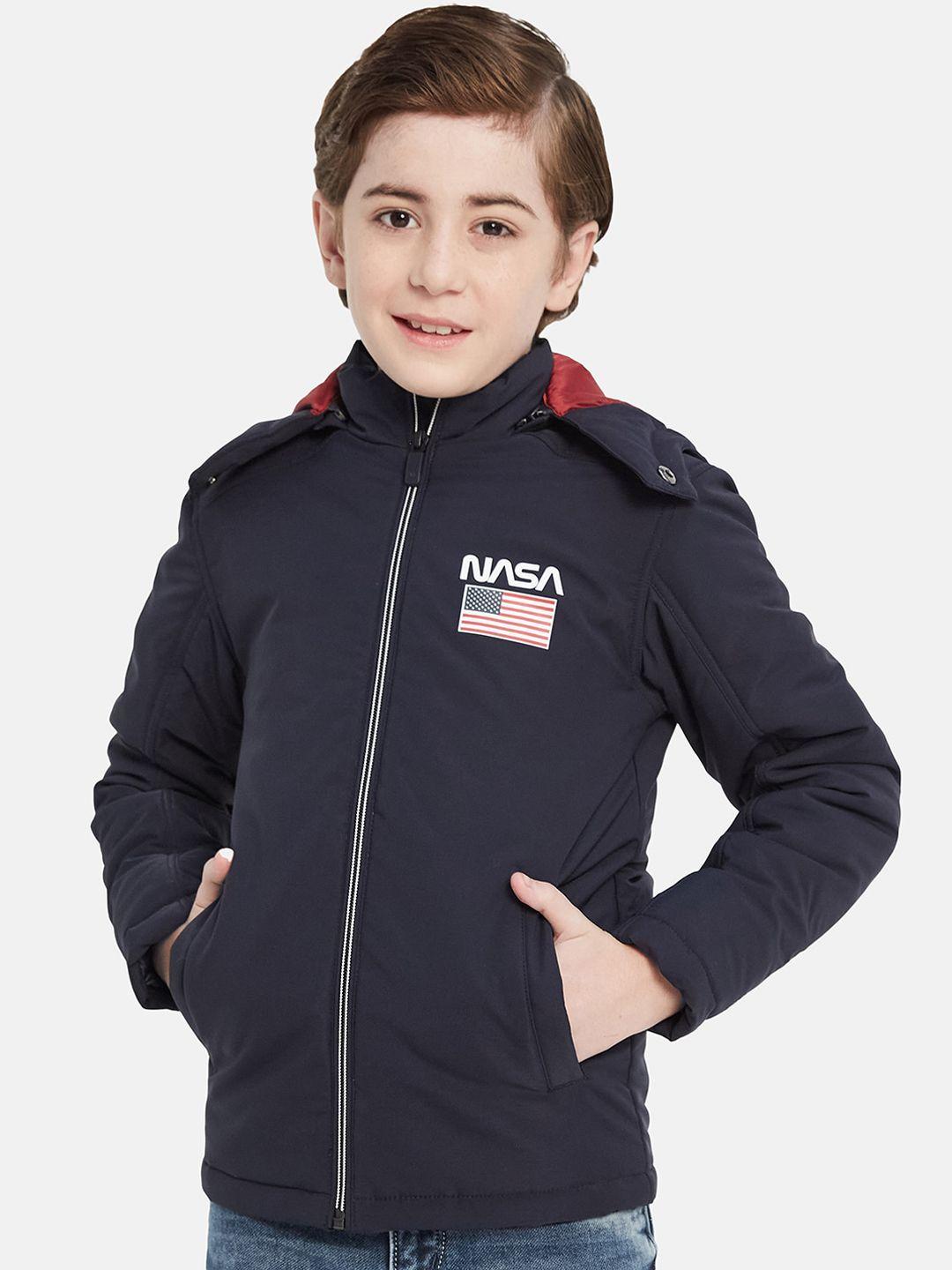 octave boys nasa printed hooded sporty jacket