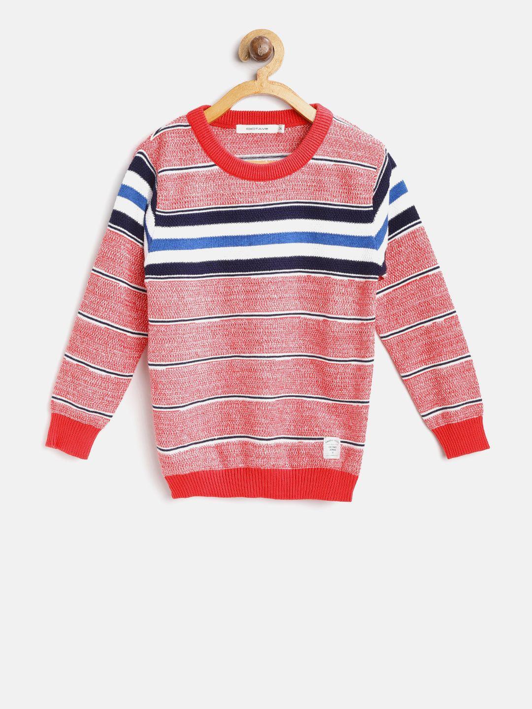 octave boys red & white striped pullover