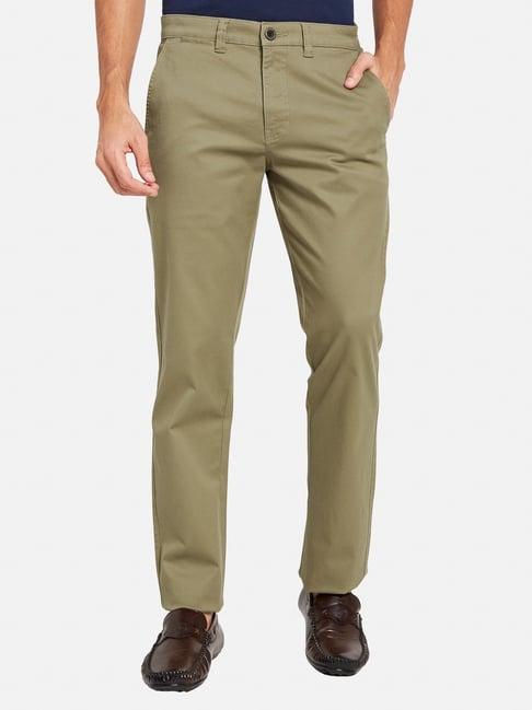 octave brown cotton regular fit chinos