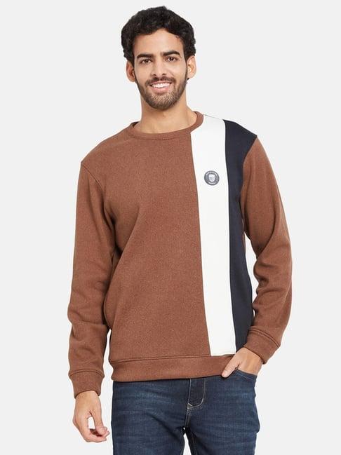 octave brown regular fit colour block sweatshirt