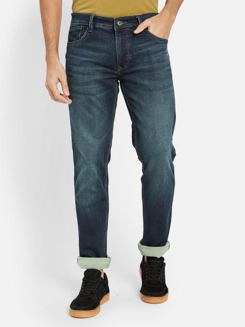 octave dark blue regular fit lightly washed jeans