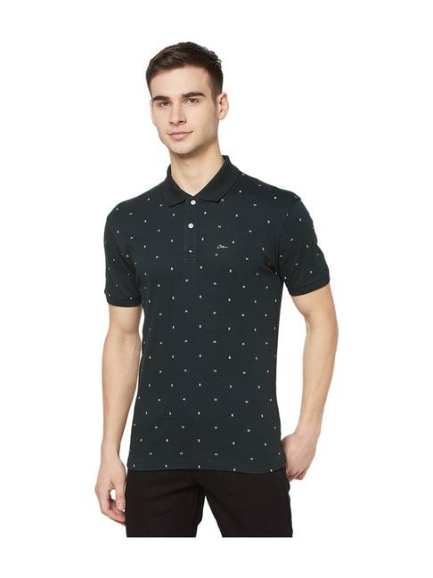 octave dark green printed polo t-shirt