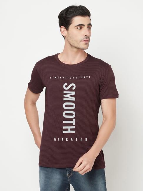 octave dark maroon crew t-shirt