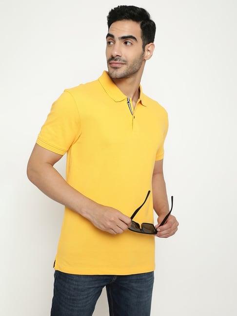 octave gold cotton regular fit polo t-shirt