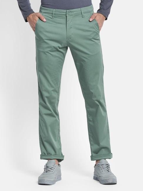 octave green regular fit flat front trousers