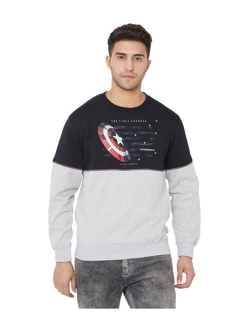 octave grey round neck printed sweatshirt