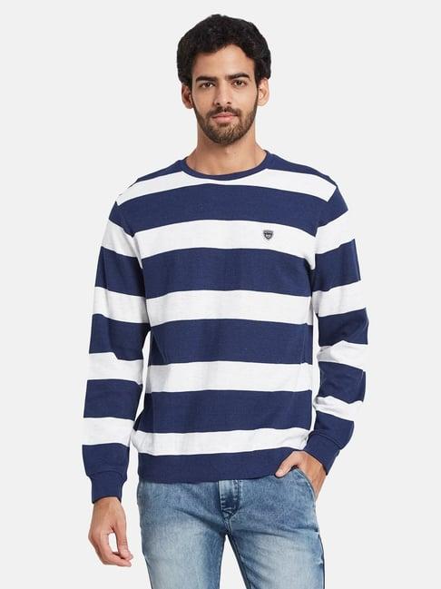 octave indigo melange regular fit striped sweatshirt