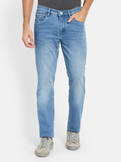 octave light blue regular fit heavily washed jeans