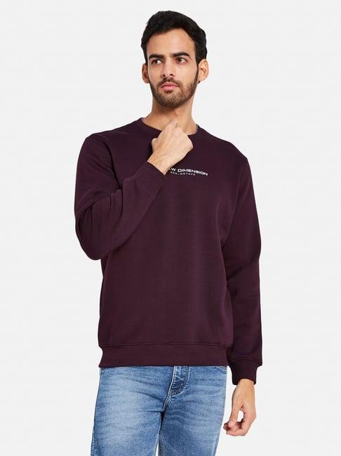 octave maroon regular fit printed sweatshirt