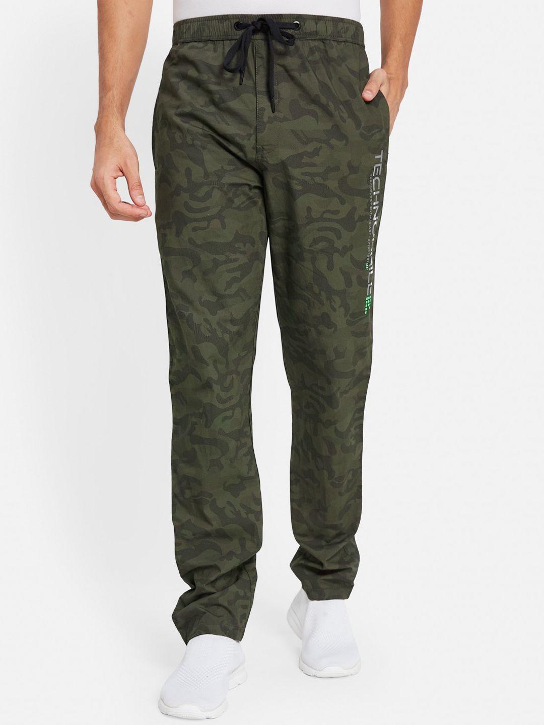 octave men camouflage printed regular fit cotton track pants