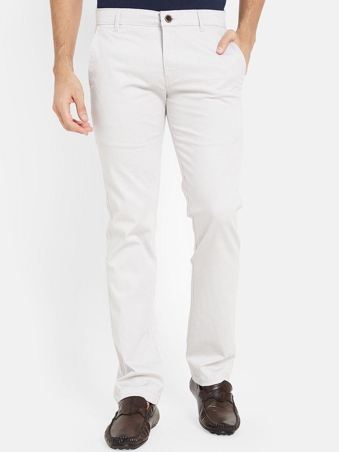 octave men mid-rise flat-front cotton regular trousers