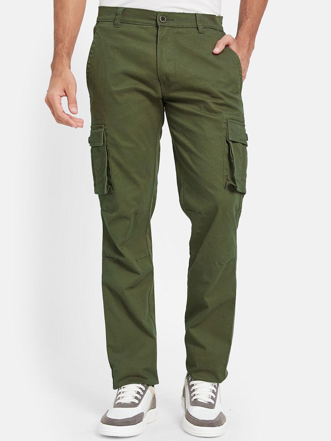 octave men regular fit mid rise cotton cargos