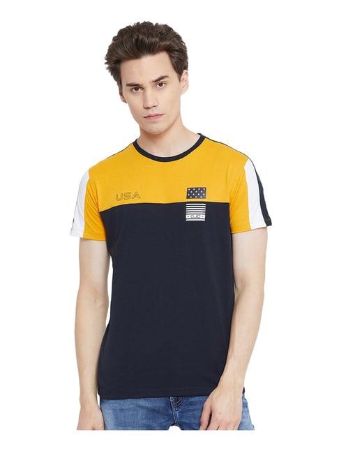 octave mustard & navy cotton t-shirt