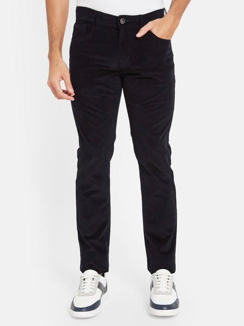 octave navy blue cotton regular fit chinos