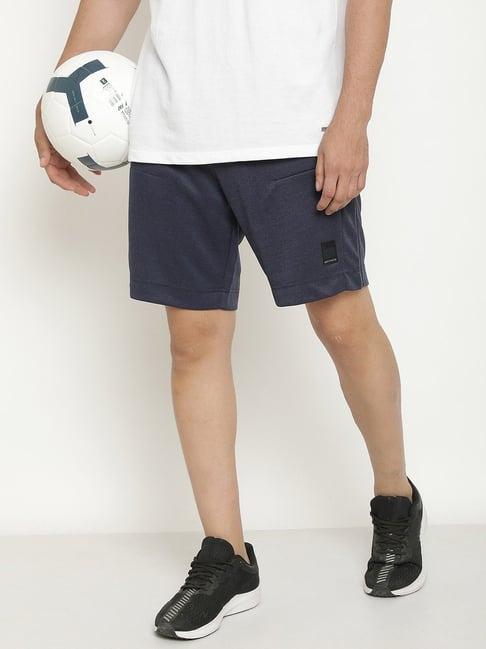 octave navy melange cotton regular fit shorts