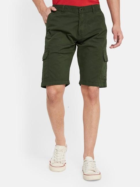 octave olive cotton regular fit cargo shorts