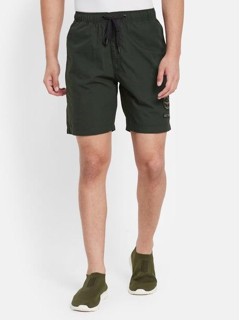 octave olive cotton regular fit shorts