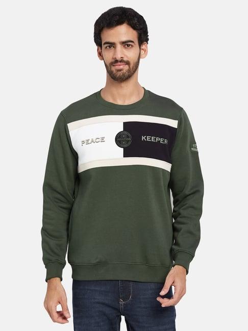 octave olive regular fit colour block sweatshirt