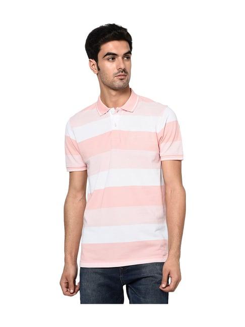 octave pink & white striped polo t-shirt