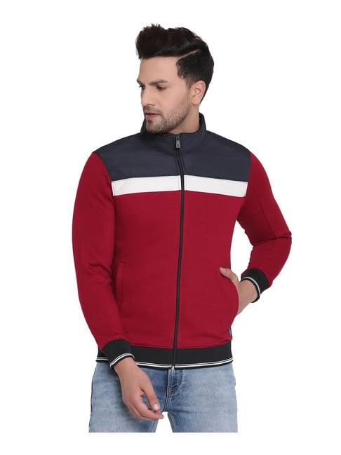 octave red & navy colour-block sweatshirt