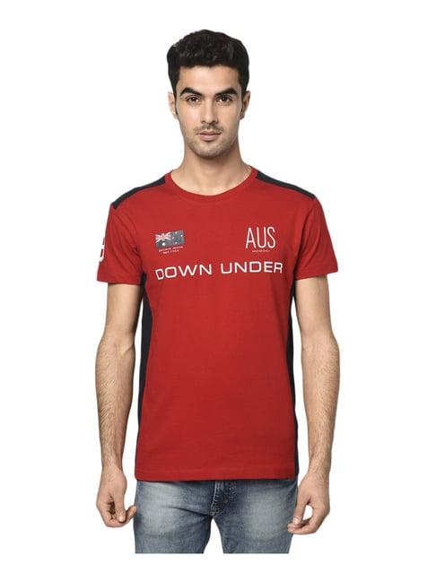 octave red cotton regular fit printed t-shirt