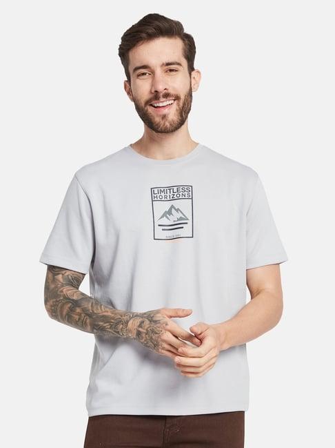 octave silver regular fit printed t-shirt