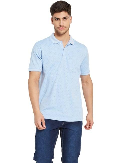 octave sky cotton regular fit printed polo t-shirt