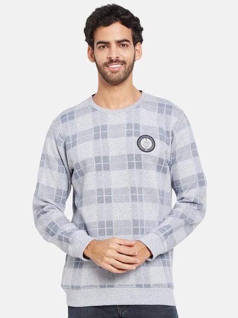 octave sky grey regular fit checks sweatshirt