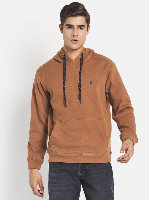 octave tan regular fit hooded sweatshirt