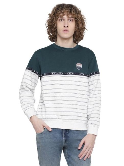 octave teal regular fit colour block sweatshirts