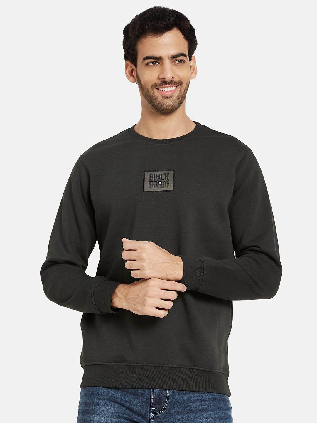 octave typography printed round neck fleece pullover sweatshirt