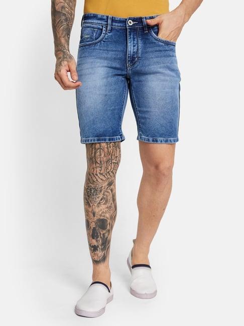 octave urban cotton regular fit denim shorts