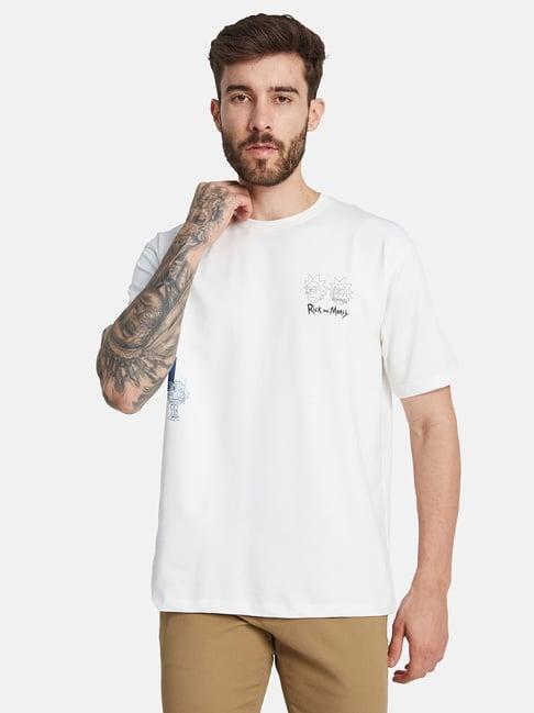 octave white regular fit printed t-shirt