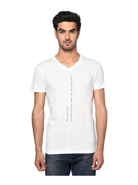 octave white v-neck cotton t-shirt