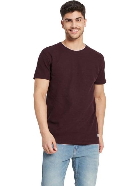 octave wine cotton regular fit t-shirt