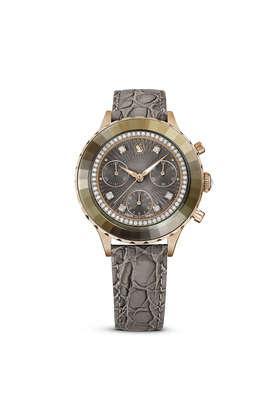 octea chrono 46 mm grey dial leather analogue watch for women - 5671153