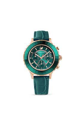 octea lux chrono 39.5 mm green dial leather analogue watch for women - 5452498