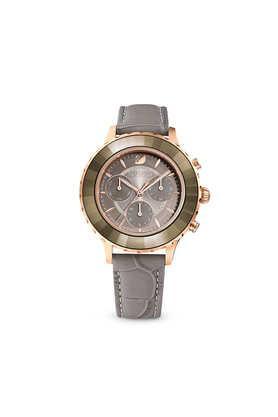 octea lux chrono 39.5 mm grey dial leather analogue watch for women - 5452495