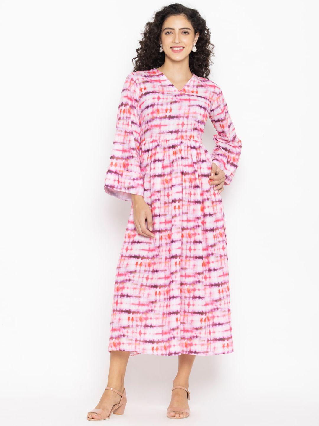 octics abstract printed a-line cotton midi dress