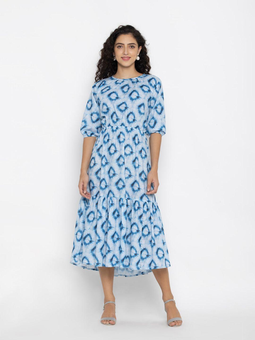 octics women blue tie and dye a-line midi dress