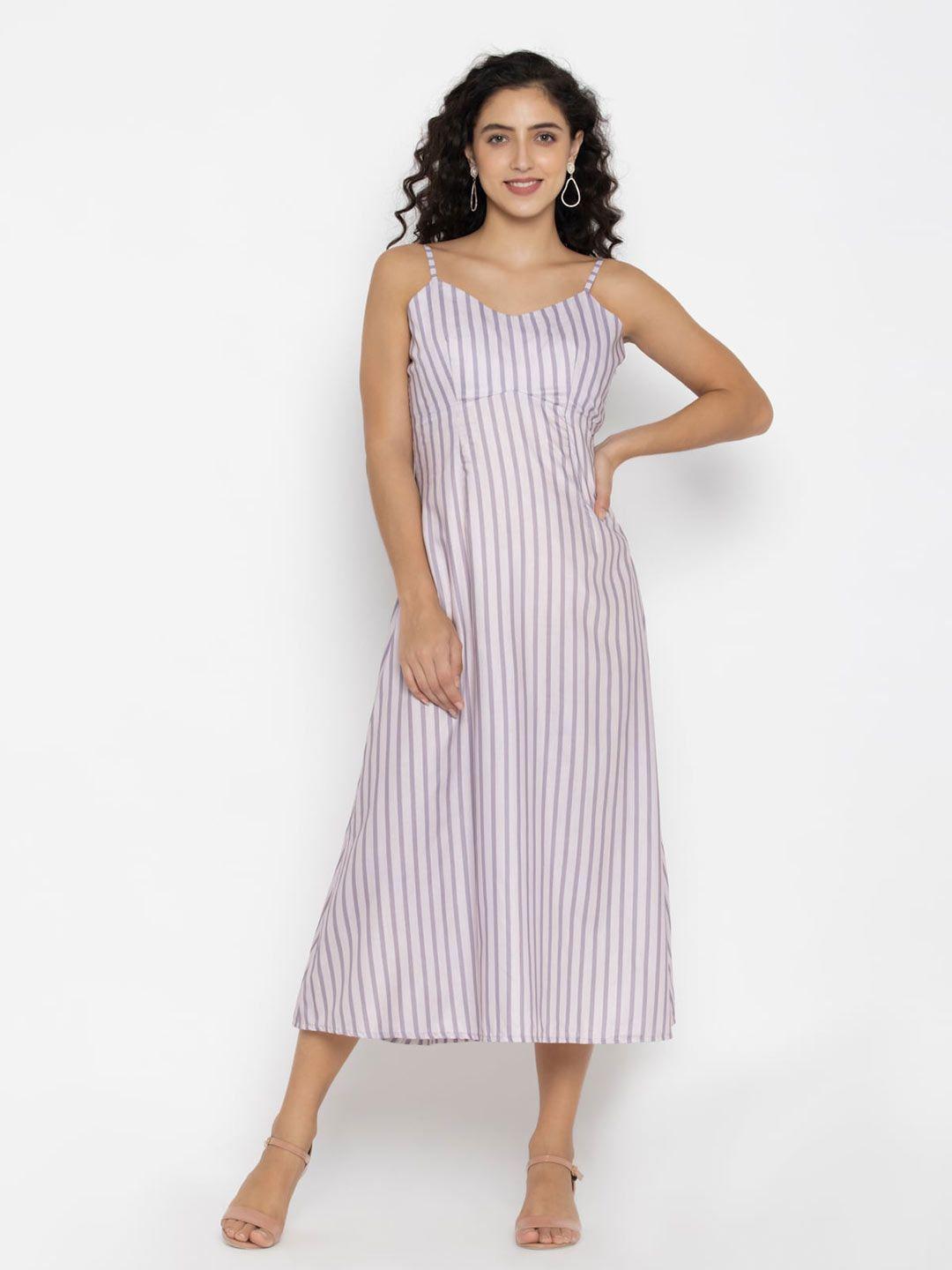 octics women grey striped a-line midi dress