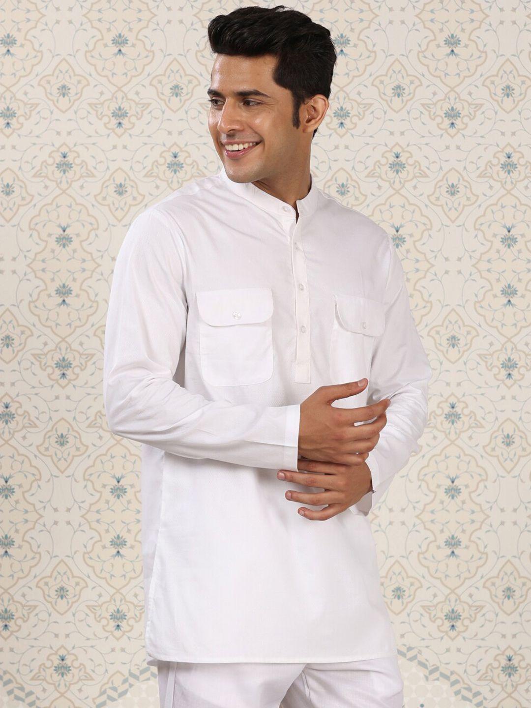 ode by house of pataudi band collar pure cotton kurta