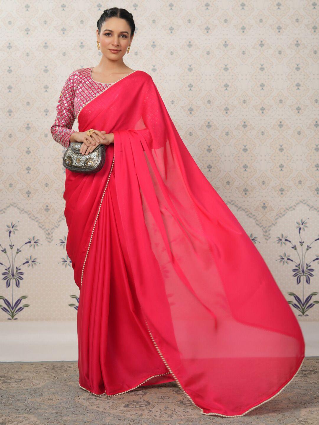 ode by house of pataudi embroidered pearls gotta patti satin saree