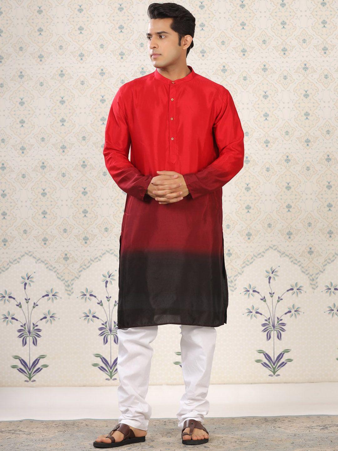 ode by house of pataudi ombre dyed mandarin collar straight kurta